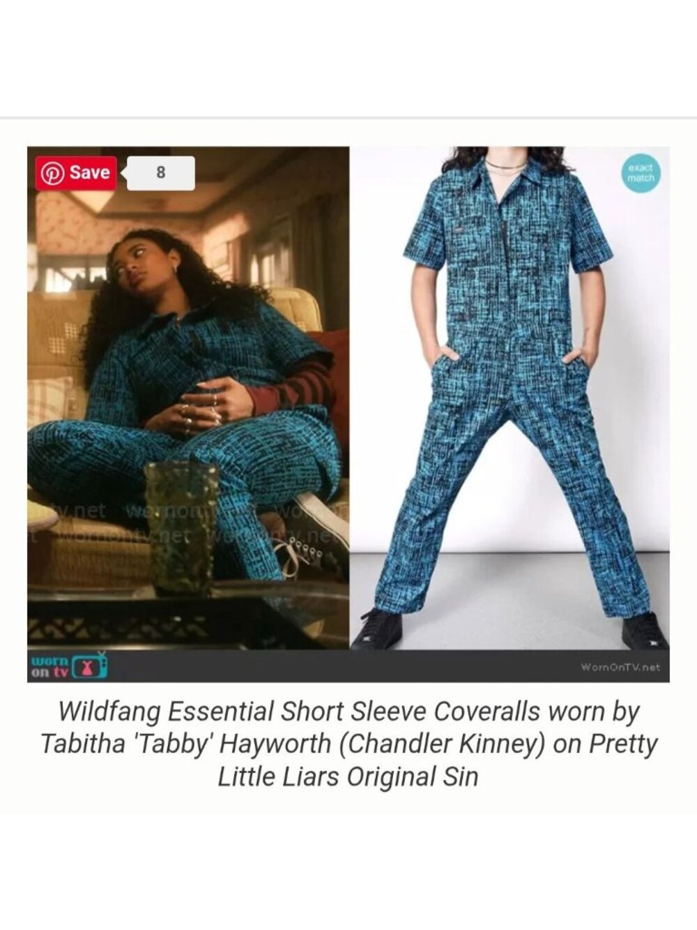 Wildfang The Essential Short Sleeve Coveralls Jumpsuit Blue Black Print Size XL - Picture 5 of 11